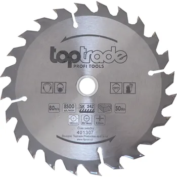 Pilový kotouč TOPTRADE kotouč pilový na dřevo, SK plátky, 24 zubů – 180 × 2,2 × 20/16 mm (kód 401307, EAN 8591403413075) (TOPTRADE kotouč pilový, na dřevo, s SK plátky, 24 zubů, 180 x 2,2 x 20/16 mm)