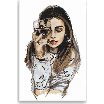 Diamantové malování Diamantové malování - Se sklenicí vína - 40x60 cm, bez dřevěného rámu - CZ výroba