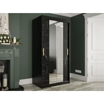 Šatní skříň Šatní skříň Nonnus 100 T1, Úložný prostor: ano, Barva: černá matná / černá mramor MIRJAN 5903211111587