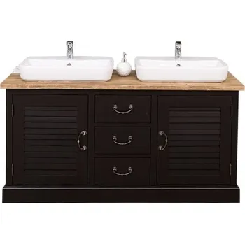 Koupelnový nábytek Koupelnová skříňka pro 2 umyvadla Damiano 665 - černá/hnědá