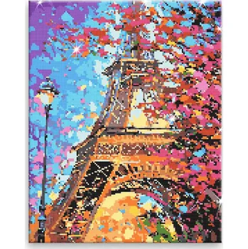 Diamantové malování Diamantové malování - Barevná Eiffelova věž - 40x50 cm, plátno vypnuté na rám - CZ výroba