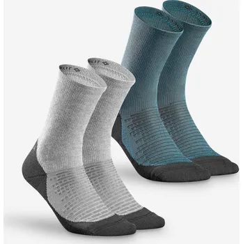 QUECHUA Turistické vysoké ponožky Hike 100 2 páry 43/46 MODRÁ|ŠEDÁ