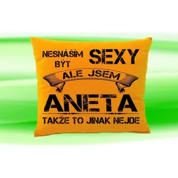 Dekorativní polštářek Polštář se jménem ANETA Medový (polštářek nesnáším být sexy ale jsem ???)