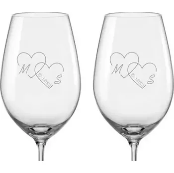 Sklenice Svatební skleničky na víno Iniciály, 2 ks (Do poznámky v nákupním košíku napište iniciály novomanželů a datum svatby)