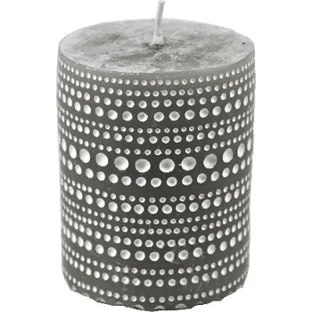 Svíčka Svíčka sametová šedá s krajkovým vzorem, 6,5 x 7,5 cm|Ego Dekor