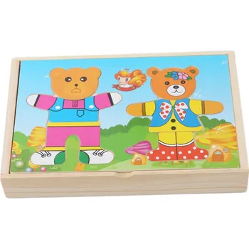 Dřevěné oblékací puzzle Medvědi