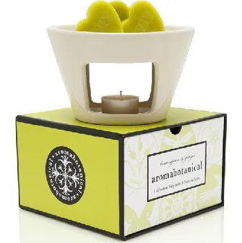 Aroma lampa Aroma lampa AROMABOTANICAL 16 x 16 x 10,5 cm, obsahuje 3 ks vonných vosků a 3ks čajových svíček - vůně - citronová tráva, barva aromampy - krémově bílá|Ego Dekor