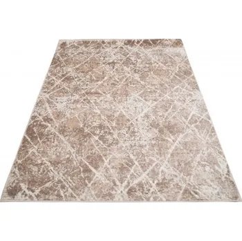 Koberec Makro Abra Moderní kusový koberec PORTLAND D054E bílý hnědý Rozměr: 200x300 cm
