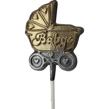 Čokoláda Chocolenka Čokoládové lízátko - Kočárek (zlatý)