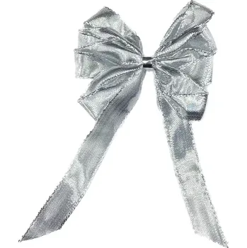 Stuha Mašle stříbrná CELEBRATION SILVER, ručně vázaná,malá 8 x 10cm (Mašle stříbrná, lurexová, ručně vázaná)