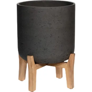 Květináč Charlie Black Washed (Feet Low) XL - Ø 32 cm / V 44 cm