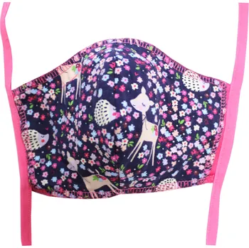 rouška Breberky Rouška pro děti (3-6 let) Růžová, Srnka a ježeček (růžové a fialové gumičky)