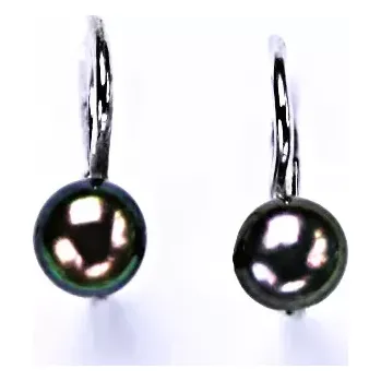 Náušnice Stříbrné náušnice přírodní perla černá - NK1183m (Stříbrné náušnice s přírodní perlou černou 5,5 mm)