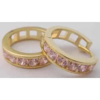 Náušnice Klenoty Budín Zlaté kruhy ze žlutého zlata s růžovými růženíny průměr 12mm 585/1,30gr H467 (Klenoty Budín Zlaté kruhy ze žlutého zlata s růžovými růženíny průměr 12mm 585/1,30gr H467)