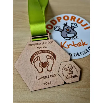Hezkypěšky Prvních jarních100 km - rok 2024 Varianta: Medaile s dárkem + 300 Kč navíc Nadačnímu fondu Krtek