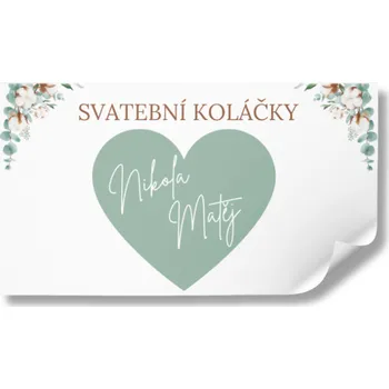 Svatební dekorace Personal Nálepka na výslužku - Mint Folk Zvolte množství: od 20 do 40 ks