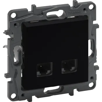 vypínač a zásuvka LEG 863570 NILS-2XRJ45 C6A STP ČERNÁ