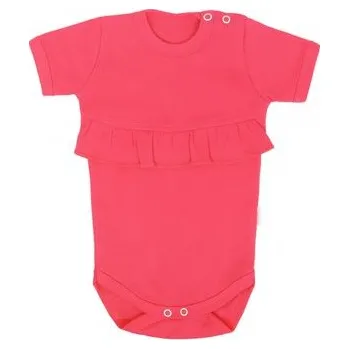 Kojenecký body Mamatti Dětské body kr. rukáv s volánkem, Myška - tm. růžová, vel. 98; 98 (2-3r)