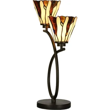 Dekorativní svítidlo Stolní lampa Tiffany Vallois béžovo hnědá se 2 světly – 46x28x63 cm + doprava zdarma