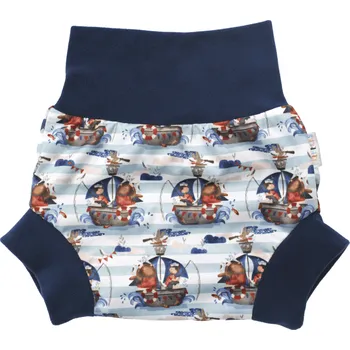 Plenkové kalhoty Breberky Natahovací svrchní kalhotky PUL - Rybáři na jachtě VELIKOST: S (4-7kg)