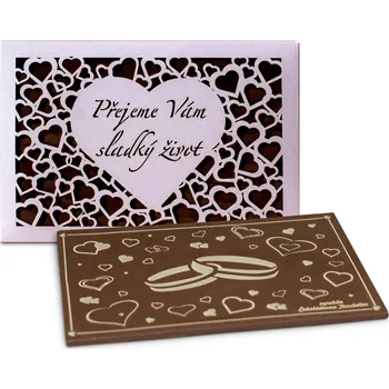 Čokoláda Čokoládovna Troubelice Čokoláda SVATBA - perleť fialová srdce, 120g Varianta: hořká 75%