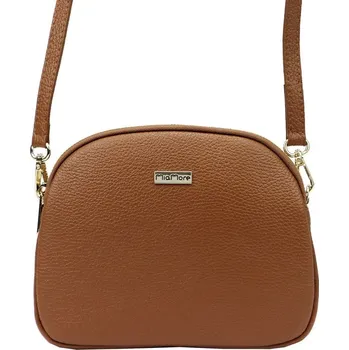 Tříoddílová kožená crossbody kabelka MiaMori no. 064 hnědá