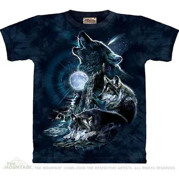 Pánské tričko Pánské batikované triko The Mountain - Vlci vyjící na měsíc - tmavě modrá Velikost: XXXL 10-2275/3XL