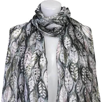 Šála Šátek lískové lístky-šedá xc-03, 7200701