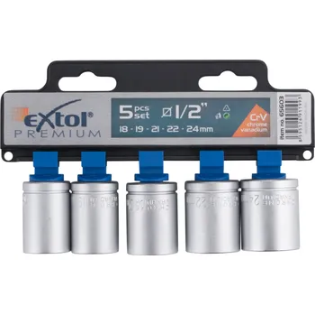 Gola sada EXTOL PREMIUM hlavice nástrčné, sada 5ks, 1/2", CrV