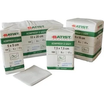 Kompres Batist Kompres z gázy nesterilní 8 vrst 100 ks 7,5 x 7,5 cm