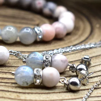 Náušnice MkD Náušnice STŘELEC - labradorit, růžový zebrovaný jaspis, chirurgické ocel