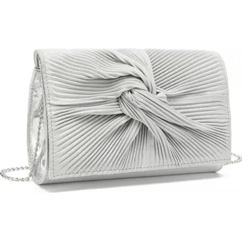 Kabelka Miss Lulu společenská koktejlová kabelka s uzlem - stříbrná