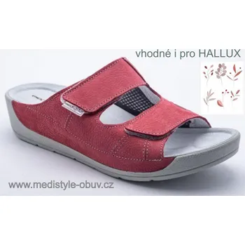 Dámská zdravotní obuv MEDISTYLE KARIN 1K-B15/H pantofel hallux ČERVENÝ vel.37-43, --- - 42