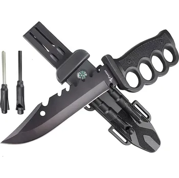 lovecký nůž Foxter Knives 2313 taktický vojenský nůž s křesadlem černý