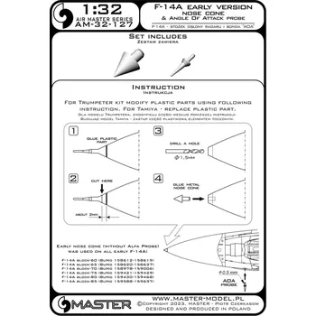 Plastikový model Master 1/32 F-14A Early - nose tip & AOA probe