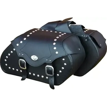 Zavazadlo na motocykl Kožené brašny s nýty na motorku 2x30 l (Sedlové brašny kožené na motorku se zámkem)