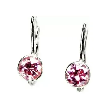 Náušnice Stříbrné náušnice pink zirkon - NK1052 (Stříbrné náušnice se zirkony)