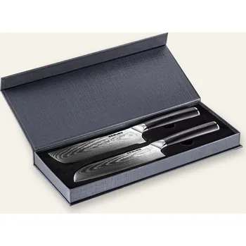 Kuchyňský nůž Seburo SARADA Premium Damascus Nakiri nůž 17 cm Santoku nůž 17,5 cm