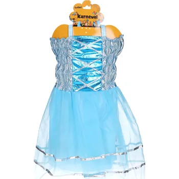 Karnevalový kostým wiky Set karneval - princezna modré šaty na ramínka