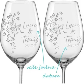 Sklenice Svatební skleničky na víno Motýlci, 2 ks