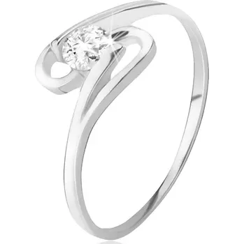 Prsten Prsten ze stříbra 925, kulatý zirkon mezi dvěma smyčkami - Velikost: 49