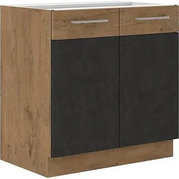 Kuchyňská skříňka Kuchyňská skříňka pod dřez Woodline 80 ZL 2F BB, Barva: Dub lancelot / matera, Umyvadlo: ne MIRJAN 5902928847642