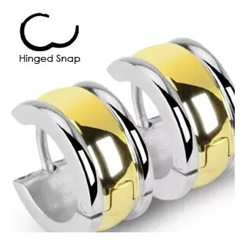 Náušnice Dvoubarevné ocelové náušnice s vypouklým pruhem a s úzkými okraji