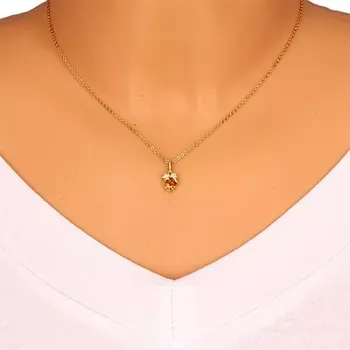 Přívěsek Zlatý přívěsek 585 - čiré kamínky v mašličce, žlutý trojúhelníkový citrín