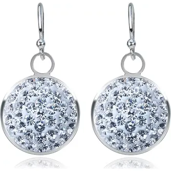 Náušnice Stříbrné náušnice 925 - čiré zirkony v kruhovém podkladu, 11 mm