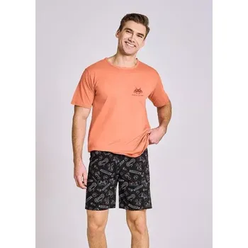 Pánské pyžamo Taro, pánské pyžamo 3186-Tom, krátký rukáv, lososová, vel. S
