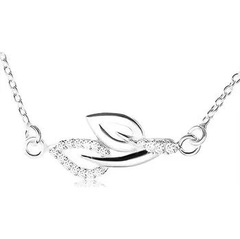 Náhrdelník Náhrdelník ze stříbra 925, dva obrysy listů na stopkách, čiré zirkony