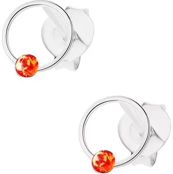 Náušnice Stříbrné 925 náušnice, úzký kroužek s oranžovožlutým krystalem Swarovski