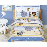 Dětské povlečení do postýlky SAFARI MODRÉ, bavlna hladká, 100x135cm + 45x60cm