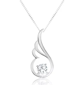 Náhrdelník Stříbrný náhrdelník 925, blyštivá kontura andělského křídla, čirý zirkon